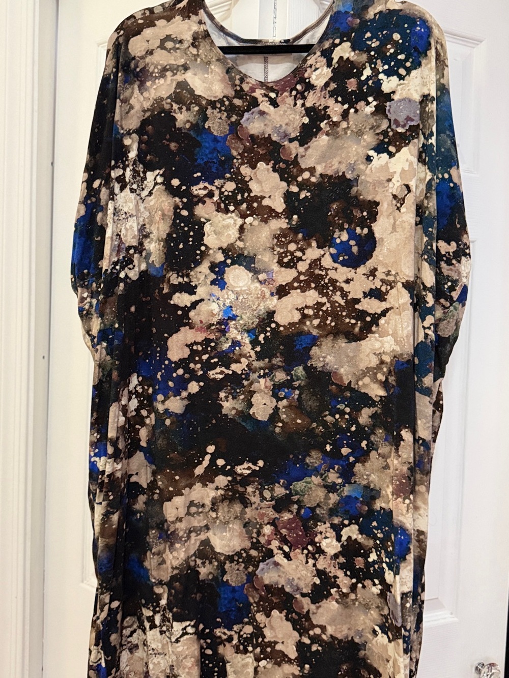 bryn Walker Blue and Beige Abstract Maxi Dress